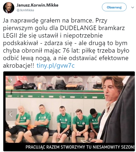 Janusz Korwin-Mikke pocisnął bramkarza Legii... :D